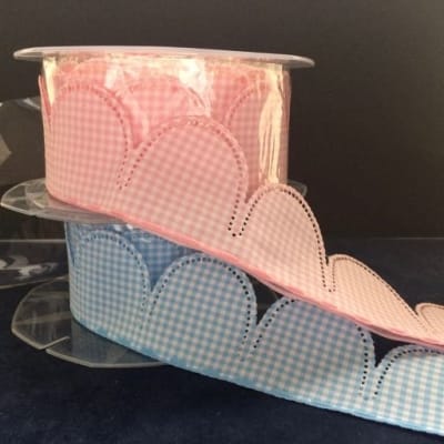 Gingham Pink Confetti Flower Ribbon Roll