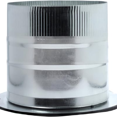 Galvanized steel airtight start collar with wide mounting flange and self-sealing adhesive gasket