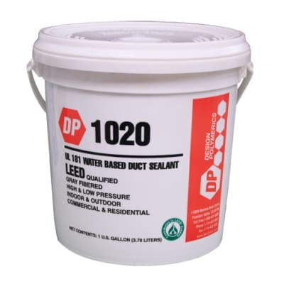 Design Polymerics DP 1020 fiber-reinforced HVAC duct sealant in 1-gallon pail Design Polymerics DP 1020 fiber-reinforced HVAC duct sealant in 1-gallon pail