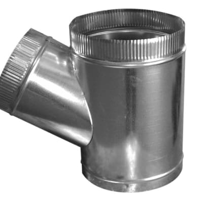 8 x 8 x 6 26-gauge galvanized steel HVAC T-Wye round duct fitting 8 x 8 x 6 26-gauge galvanized steel HVAC T-Wye round duct fitting