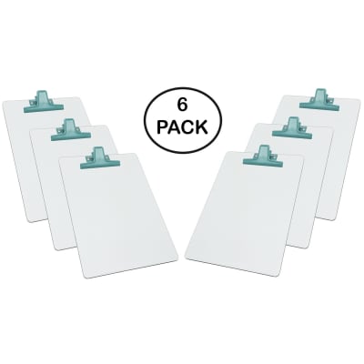 Acrimet Clipboard White Letter Size A4 (13" X 9 1/16") Premium Metal Clip (Hardboard) (Green Clip) (6 Pack)