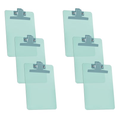Acrimet Clipboard Memo Size A5 (9 1/4" x 6 1/3") Premium Metal Clip (Plastic) (Green Color) (6 Pack)