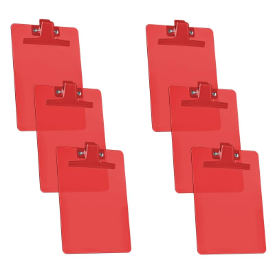 Acrimet Clipboard Memo Size (9 1/4" x 6 1/3") Premium Metal Clip (Plastic) (Clear Red Color) (6 - Pack) Code 120.3