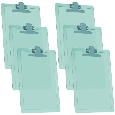 Acrimet Clipboard Letter Size A4 (13 3/8” x 9 7/16”) Premium Metal Clip with Side Rulers (Plastic) (Green Color) (6 Pack)