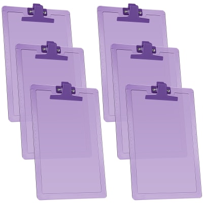 Acrimet Clipboard Letter Size A4 (13 3/8” x 9 7/16”) Premium Metal Clip with Side Rulers (Plastic) (Purple Color) (6 Pack)