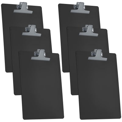 Acrimet Clipboard Letter Size A4 (13 3/8” x 9 7/16”) Premium Metal Clip with Side Rulers (Plastic) (Black Color) (6 Pack)