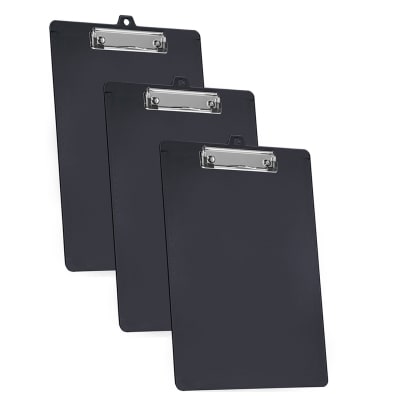 Acrimet Clipboard Low Profile Clip Letter Size (Plastic) (Black Color) (3 Pack)