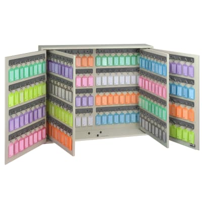 Acrimet Key Cabinet Organizer 256 Positions with Lock (Wall Mount) (256 Multicolored Tags Included) (Beige Cabinet)