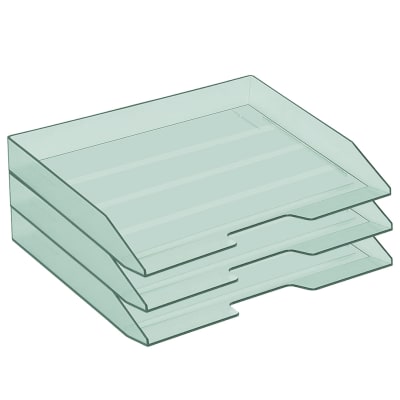 Acrimet Stackable Letter Tray 3 Tier Side Load Plastic Desktop File Organizer (Clear Green Color) Code.219.5