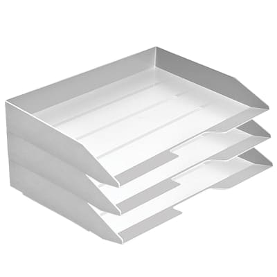 Acrimet Stackable Letter Tray 3 Tier Side Load Plastic Desktop File Organizer (White Color) Code.219.3