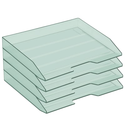 Acrimet Stackable Letter Tray 4 Tier Side Load Plastic Desktop File Organizer (Clear Green Color) Code.220.5