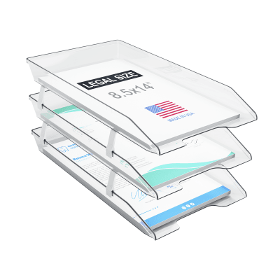 Acrimet Facility 3 Tier Letter Tray Front Load Legal Size (Clear Crystal Color) Code 259.0