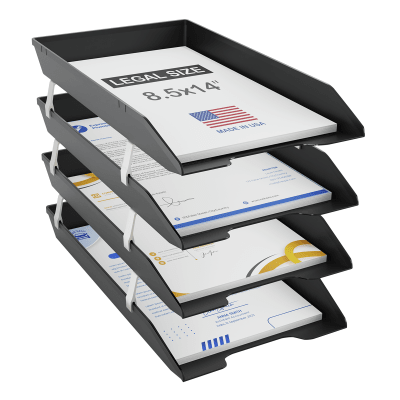 Acrimet Facility 4 Tier Letter Tray Front Load Legal Size (Black Color) Code 259.8