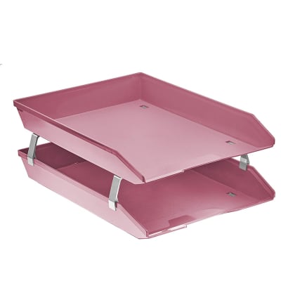 Acrimet Facility 2 Tier Letter Tray Front Load (Solid Pink Color)