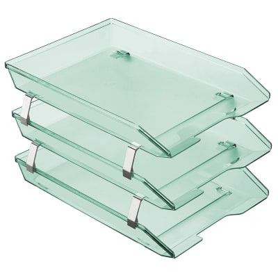 Acrimet Facility 3 Tier Letter Tray Front Load (Clear Green Color) Code 265.5