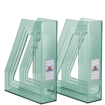 Acrimet Magazine File Holder (Clear Green Color) 2 Pack