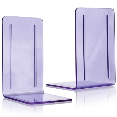 Acrimet Bookends 1 Pair, Clear Plastic Clear Purple 290.5