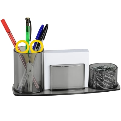 Acrimet Millennium Desk Organizer Pencil Paper Clip Cup Holder (With Paper) (Smoke Color) Code 740.1