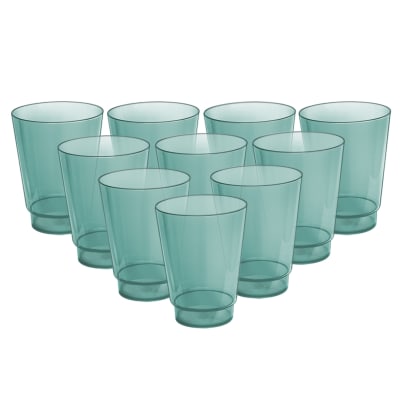 Acrimet Plastic Cup, Reusable, 10oz | 300ml, Tumbler Water, Machine Washable, Stackable, Drinking Cup, Shatter Proof, Durable (Green Color) - (Set of 10)