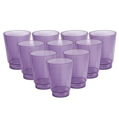 Acrimet Plastic Cup, Reusable, 10oz | 300ml, Tumbler Water, Machine Washable, Stackable, Drinking Cup, Shatter Proof, Durable (Purple Color) - (Set of 10)