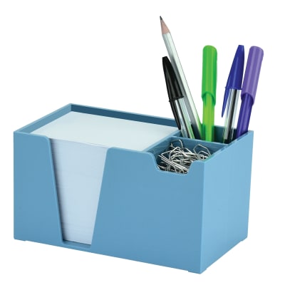 Acrimet Desk Organizer Pencil Paper Clip Holder (Solid Blue Color) (With Paper)