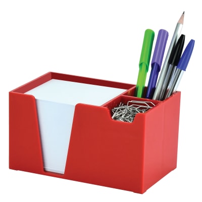 Acrimet Desk Organizer Pencil Paper Clip Holder (Red Color) (With Paper)