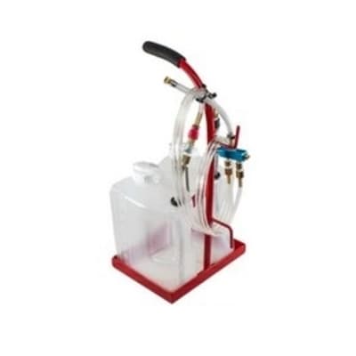 Bogert Aviation Deluxe Strut Service Tool (SST2). Safe, hands-free tool for servicing aircraft landing gear struts while separating clean and dirty fluid.
