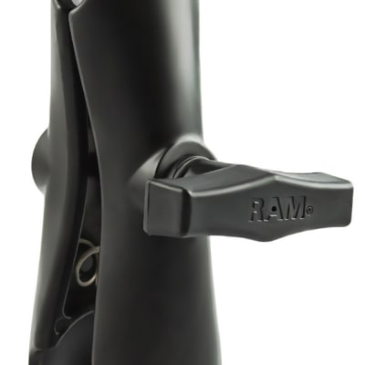 RAM-201U-B short double socket arm, 3.56" long, for 1.5" C size balls, made of marine-grade aluminum with adjustable knob.