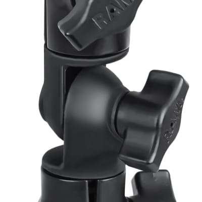 RAM Composite Double Socket Swivel and Ratchet Arm with 1-inch ball for adjustable positioning of tablets, GPS, and pilot devices in cockpits.