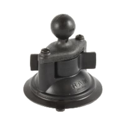 RAM Twist-Lock Composite Suction Cup Base with 1-inch ball mount for securely holding tablets, GPS units, and pilot devices in aviation cockpits.