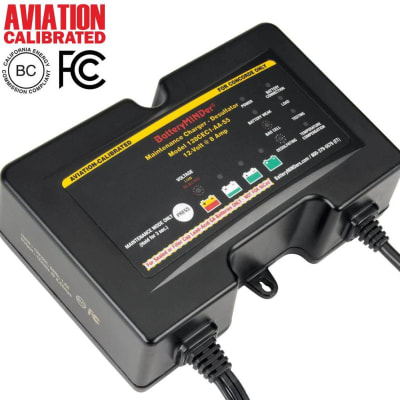BatteryMINDer 128CEC2-AA-S5 12V 8 AMP charger-maintainer-desulfator for CONCORDE aircraft batteries. Durable, efficient, and aviation-ready.