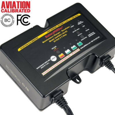 BatteryMINDer 244CEC2-AA-S3 24V 4 AMP charger-maintainer-desulfator for HAWKER-ODYSSEY aircraft batteries. Rugged, efficient, and IP65 protected.