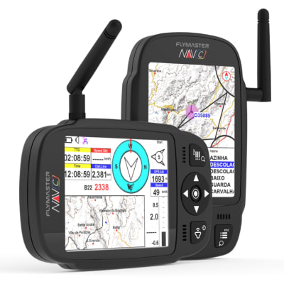 FlyMaster NAV C flight instrument with single-display, FLARM radar, customizable layouts, in-flight voice assistance, and extended battery life.