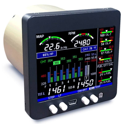 JP Instruments EDM 350 experimental engine monitor displaying EGT, CHT, fuel flow, and engine data for reliable aircraft performance.