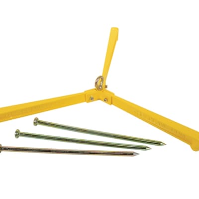 Millennium Outdoors C101 Claw Earth Anchor with yellow aluminum legs and deep-driving spikes, designed for strong, secure ground anchoring.