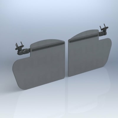 Rosen 3rd axis visor system for Lancair with optical lens, UV protection, glare reduction, and additional downward pivot for extra sun coverage.