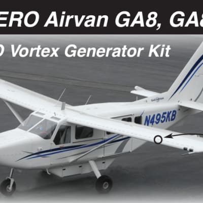 GA8 Airvan GippsAero aircraft equipped with Micro AeroDynamics vortex generators for enhanced stability, control, and short-field performance.