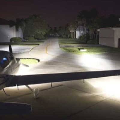 FAA-approved WAT LED wing lights installed on Piper aircraft for enhanced visibility.