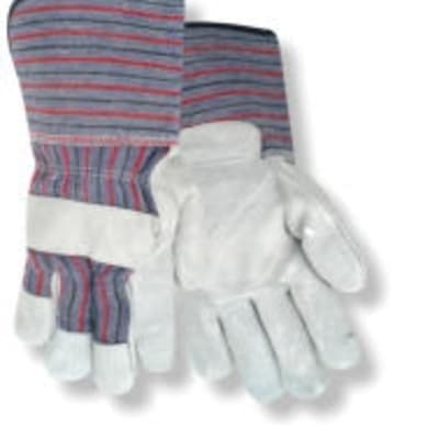Red Steer Suede Cowhide Palm Canvas Back Safety Cuff Gloves - Large
