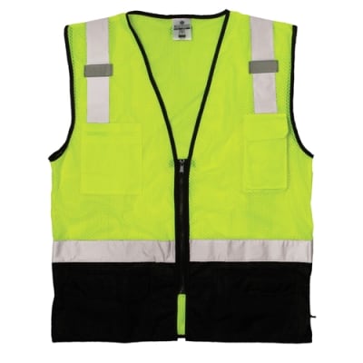 Kishigo Class 2 Black Bottom Lime Mesh Safety Vest