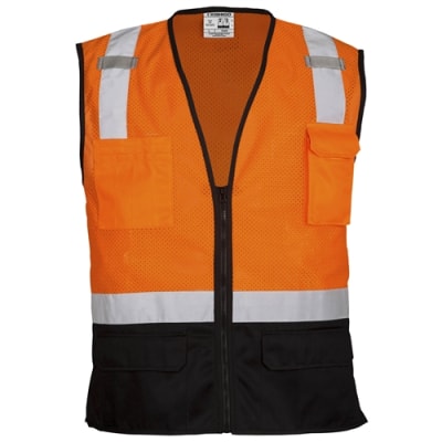 Kishigo Class 2 Black Bottom Orange Mesh Safety Vest