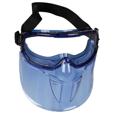 KleenGuard V90 Shield Clear Anti Fog Lens Protection Goggle with Blue Frame