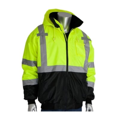 PIP Hi-Vis Yellow Bomber Jacket Black Bottom Class 3