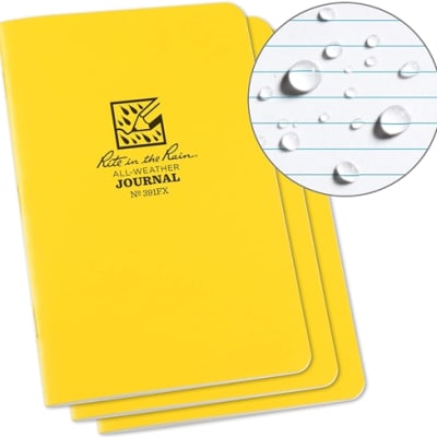 Rite in the Rain Yellow All-Weather Stapled Notebook Pack of 3