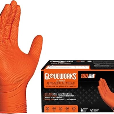 Gloveworks Industrial Orange Nitrile 8 Mil Gloves