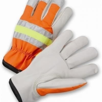 Hi Vis Top Grain Leather Driver Gloves