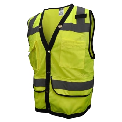 Radians Surveyor Lime Hi-Vis Snap Front Safety Vest