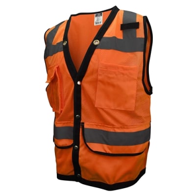 Radians Surveyor Orange Hi-Vis Snap Front Safety Vest