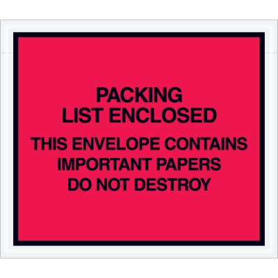 7" x 6" Red "Important Papers Enclosed" Envelopes 1000/Case