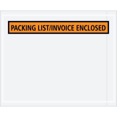 4 1/2" x 5 1/2" Orange "Packing List/Invoice Enclosed" Envelopes 1000/Case
